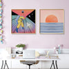 Cartoon robot astronaut decorative painting