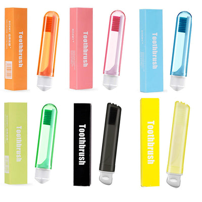 6 Portable Folding Colorful Soft Bristle Travel Toothbrushes